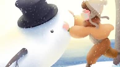 雪孩子雪精灵大雪视频的预览图